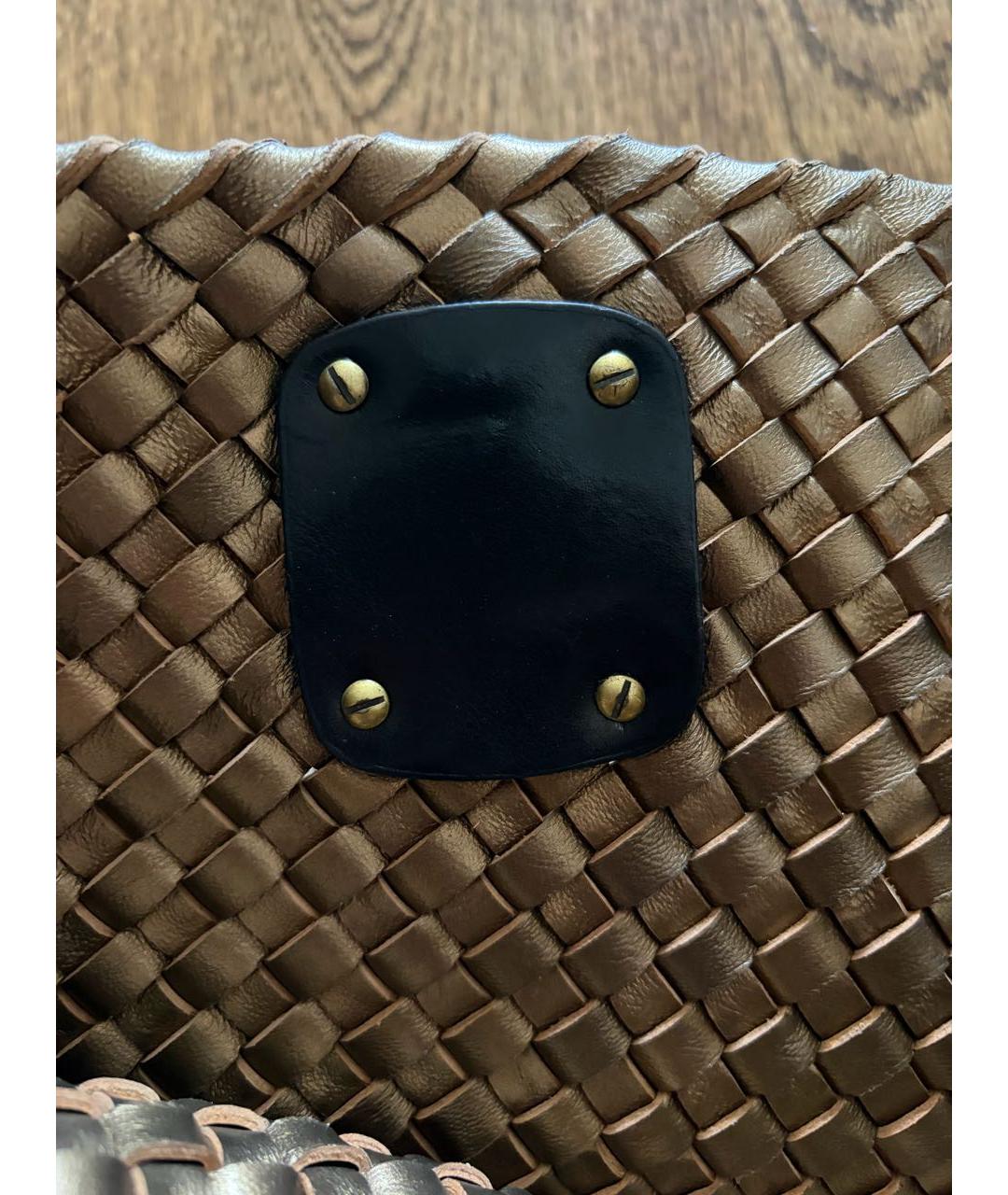 BOTTEGA VENETA Золотая кожаная сумка тоут, фото 6