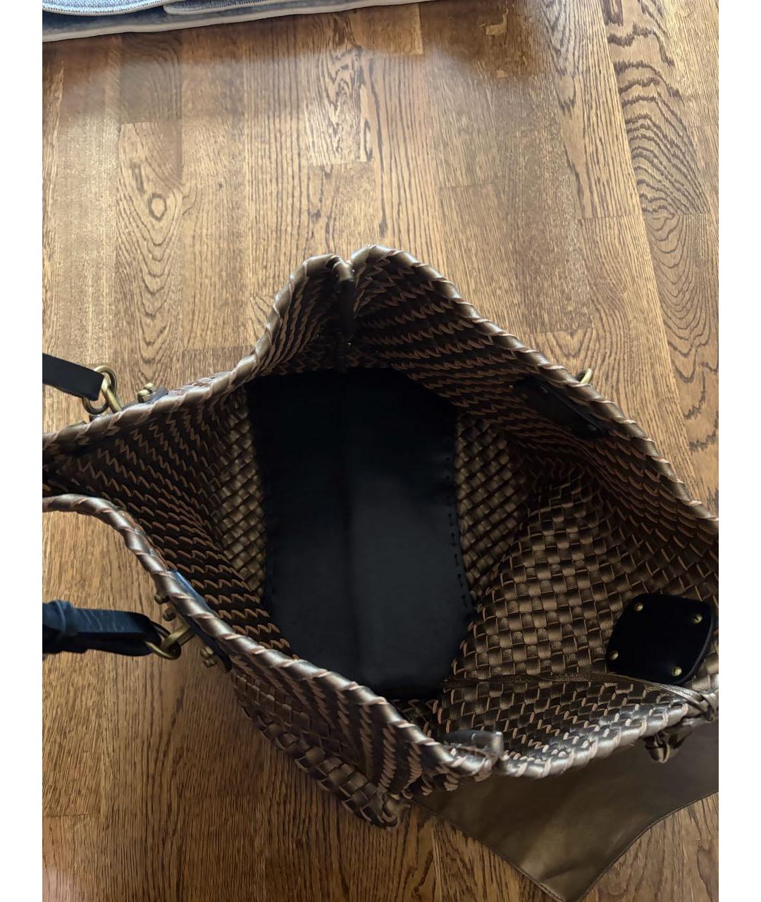 BOTTEGA VENETA Золотая кожаная сумка тоут, фото 5
