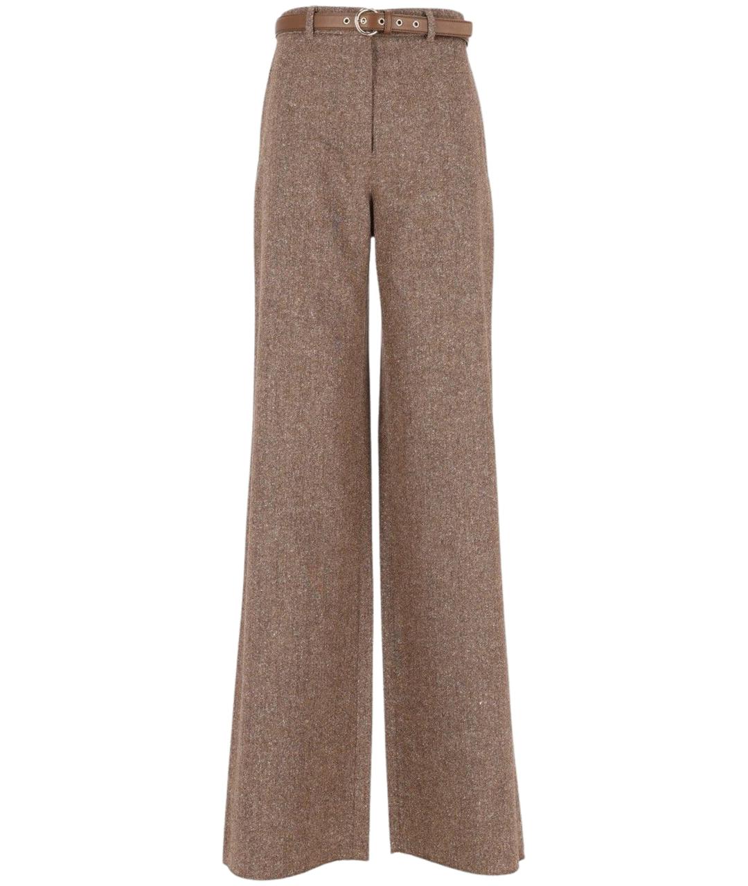 MAX MARA STUDIO Бежевые шерстяные прямые брюки, фото 1