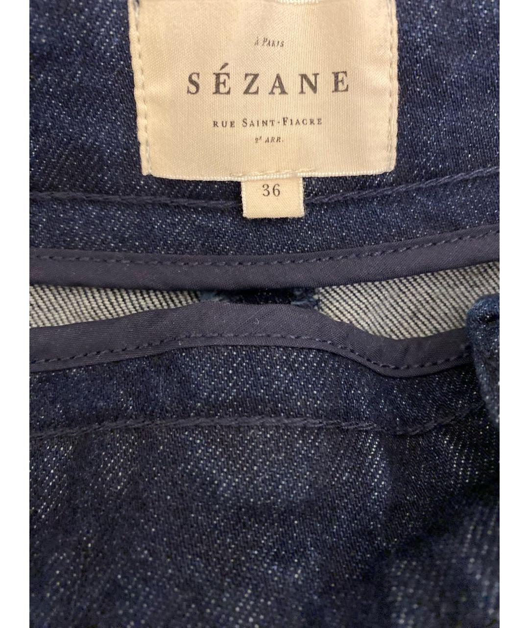 Sezane Темно-синие хлопко-эластановые джинсы клеш, фото 3