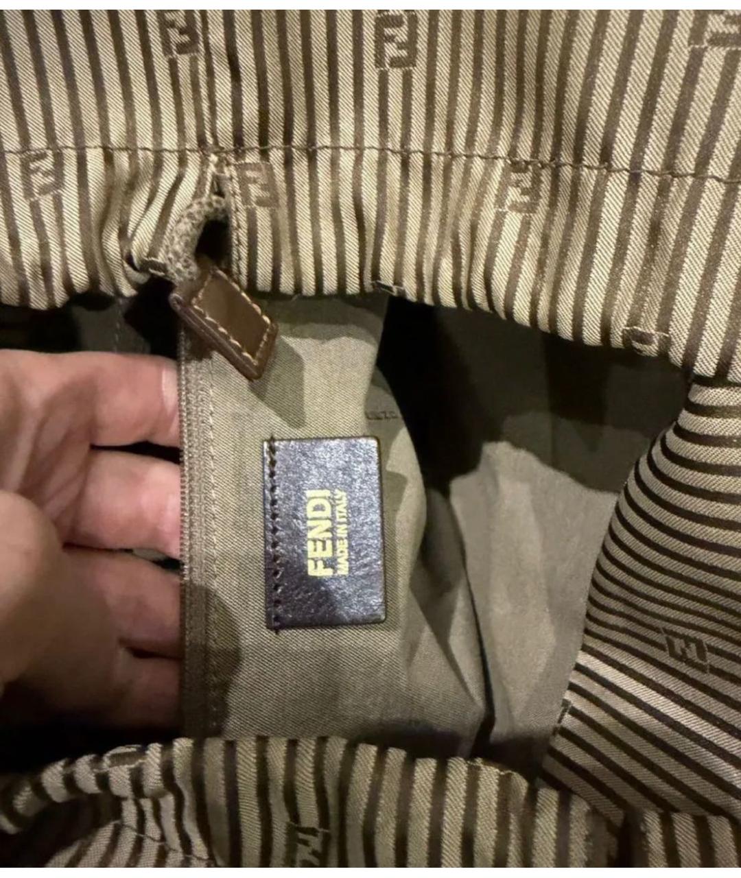 FENDI Коричневая кожаная сумка тоут, фото 4