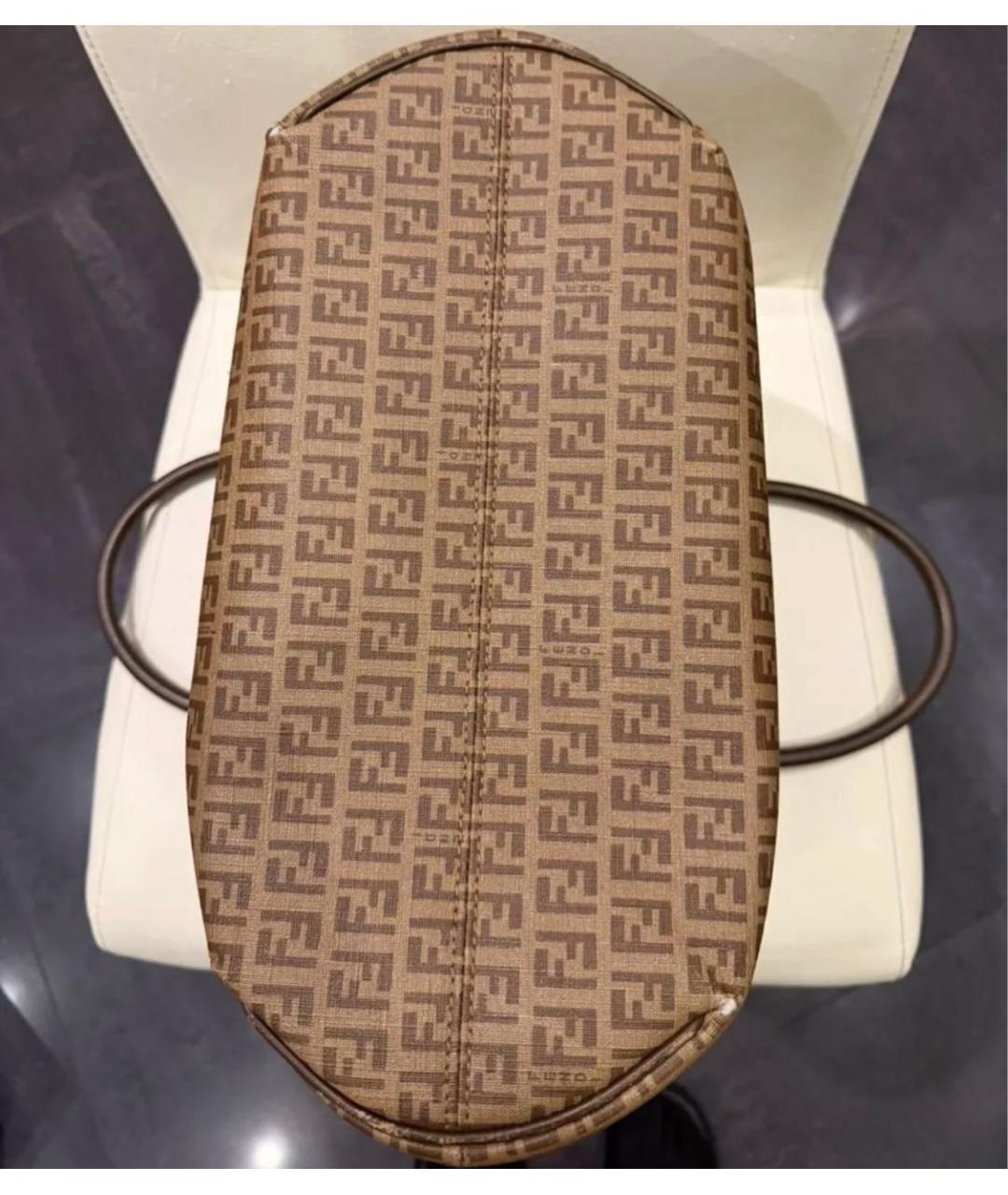 FENDI Коричневая кожаная сумка тоут, фото 5
