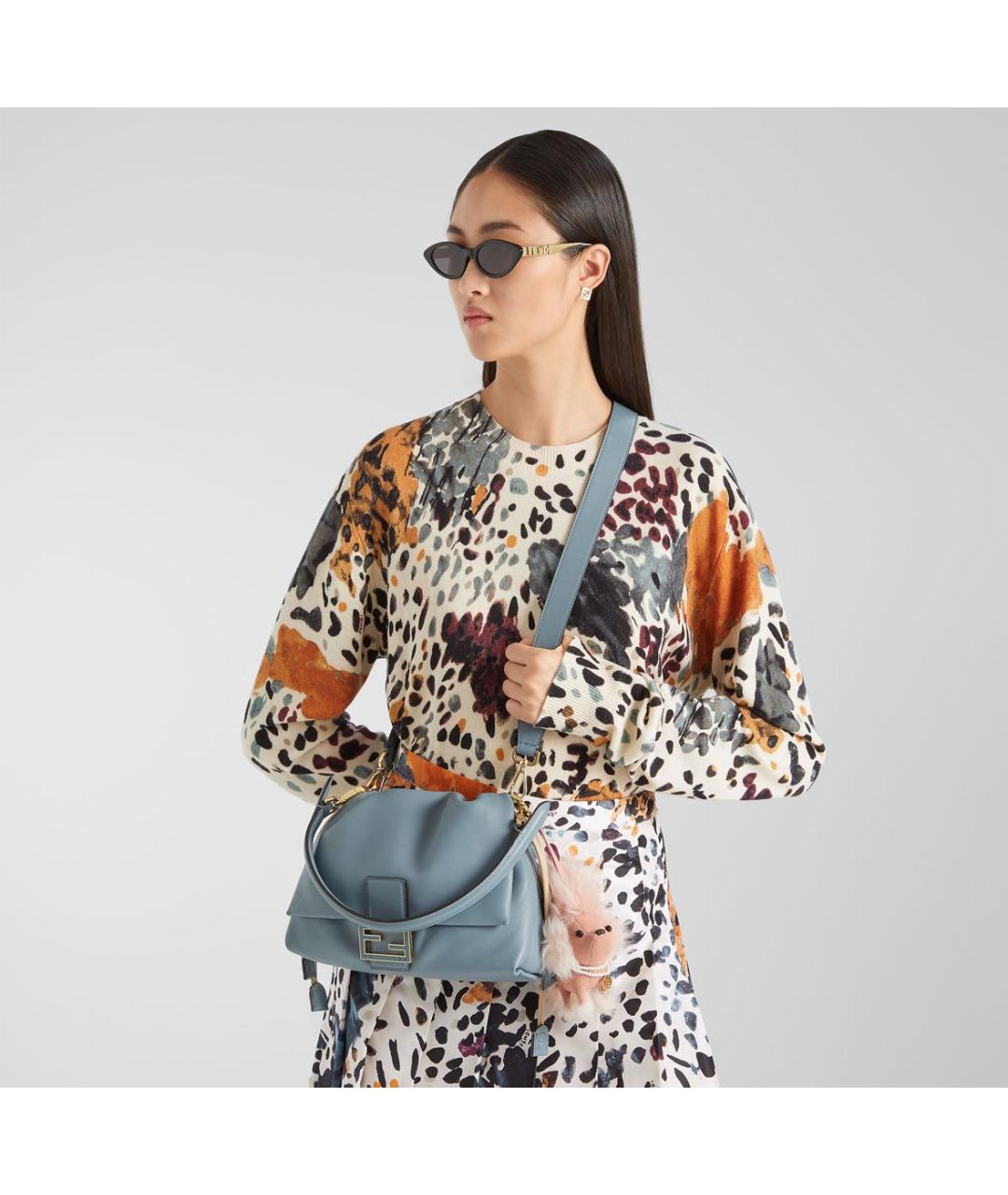 FENDI Голубая кожаная сумка через плечо, фото 7