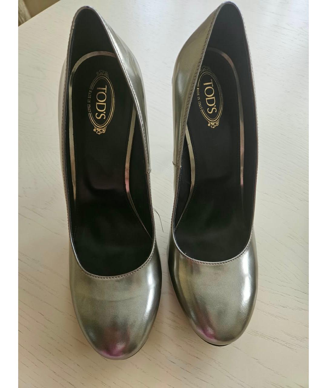 TOD'S Золотые кожаные туфли, фото 4