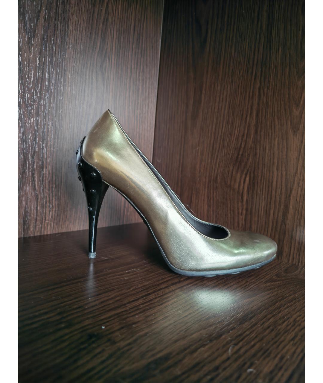 TOD'S Золотые кожаные туфли, фото 5