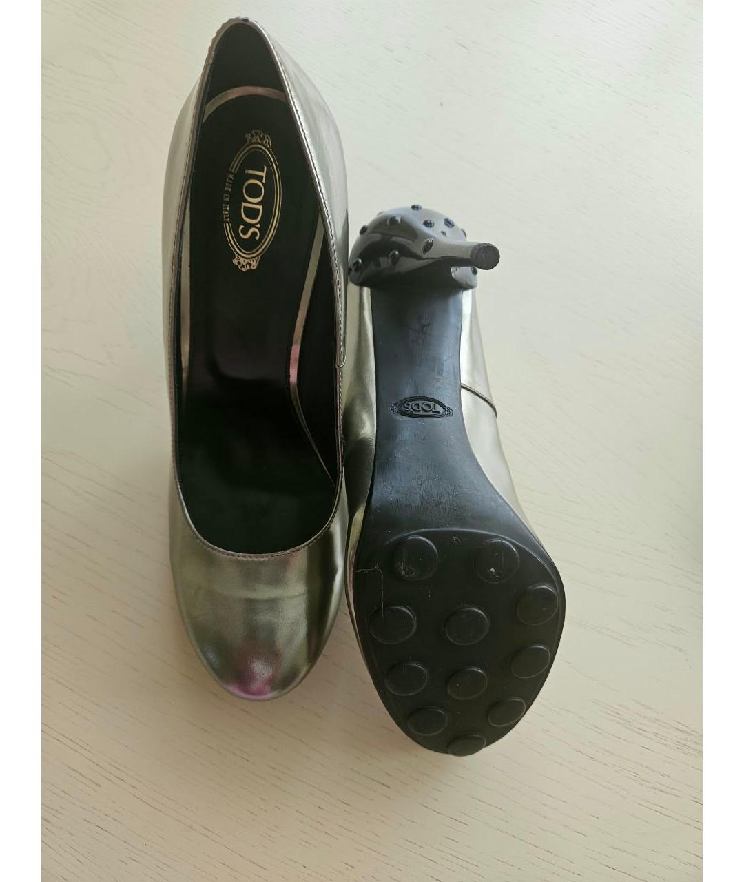 TOD'S Золотые кожаные туфли, фото 3