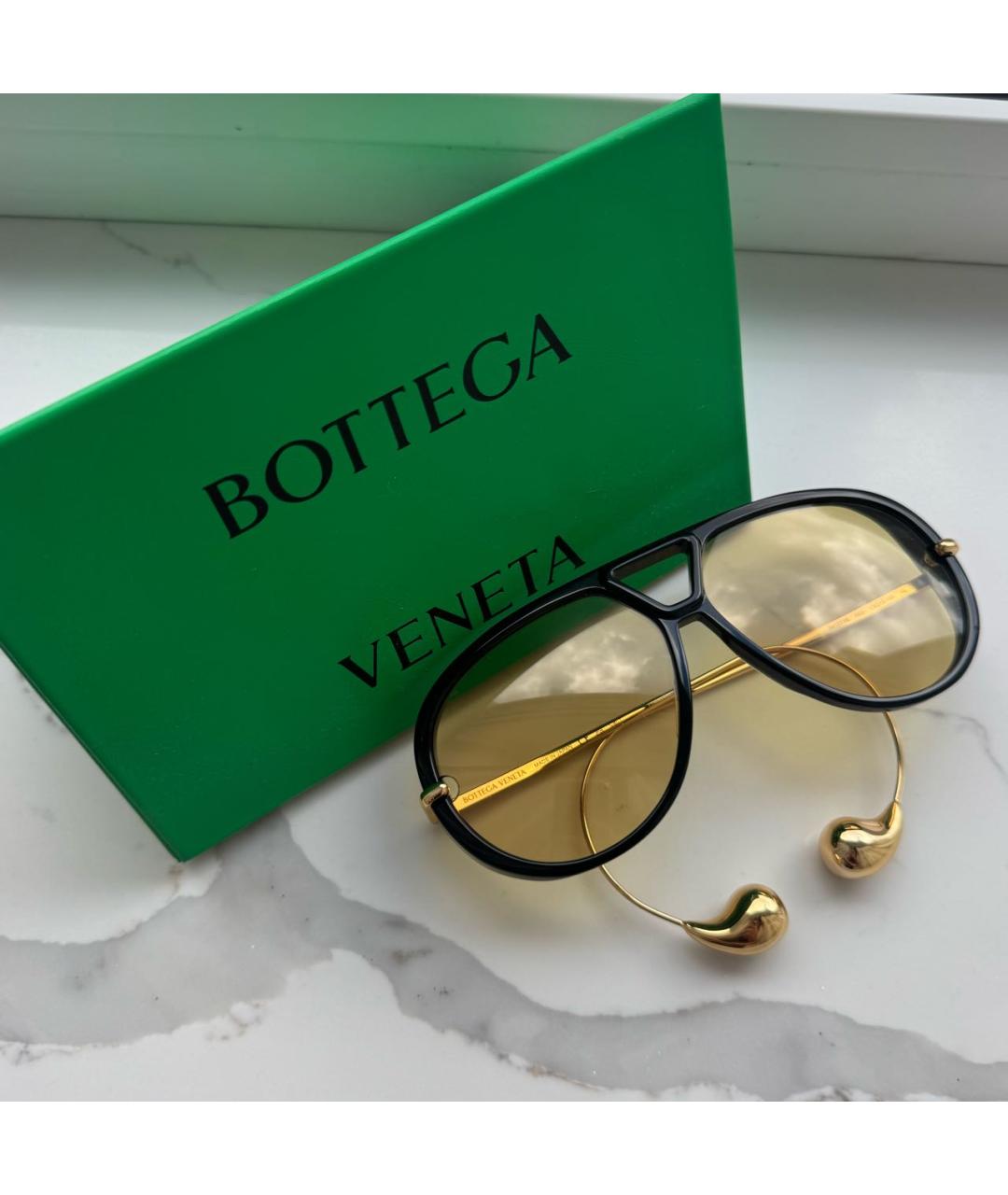 BOTTEGA VENETA Желтые металлические солнцезащитные очки, фото 2