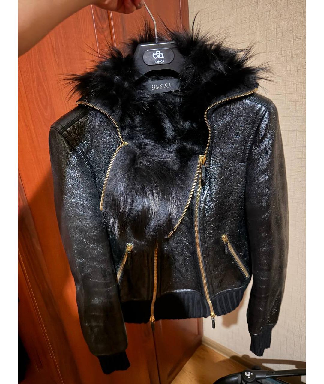 GUCCI Черная кожаная дубленка, фото 5
