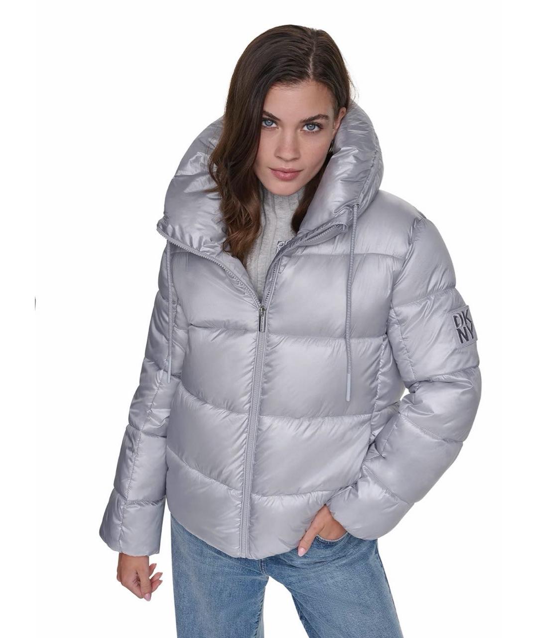 DKNY Голубой полиэстеровый пуховик, фото 6