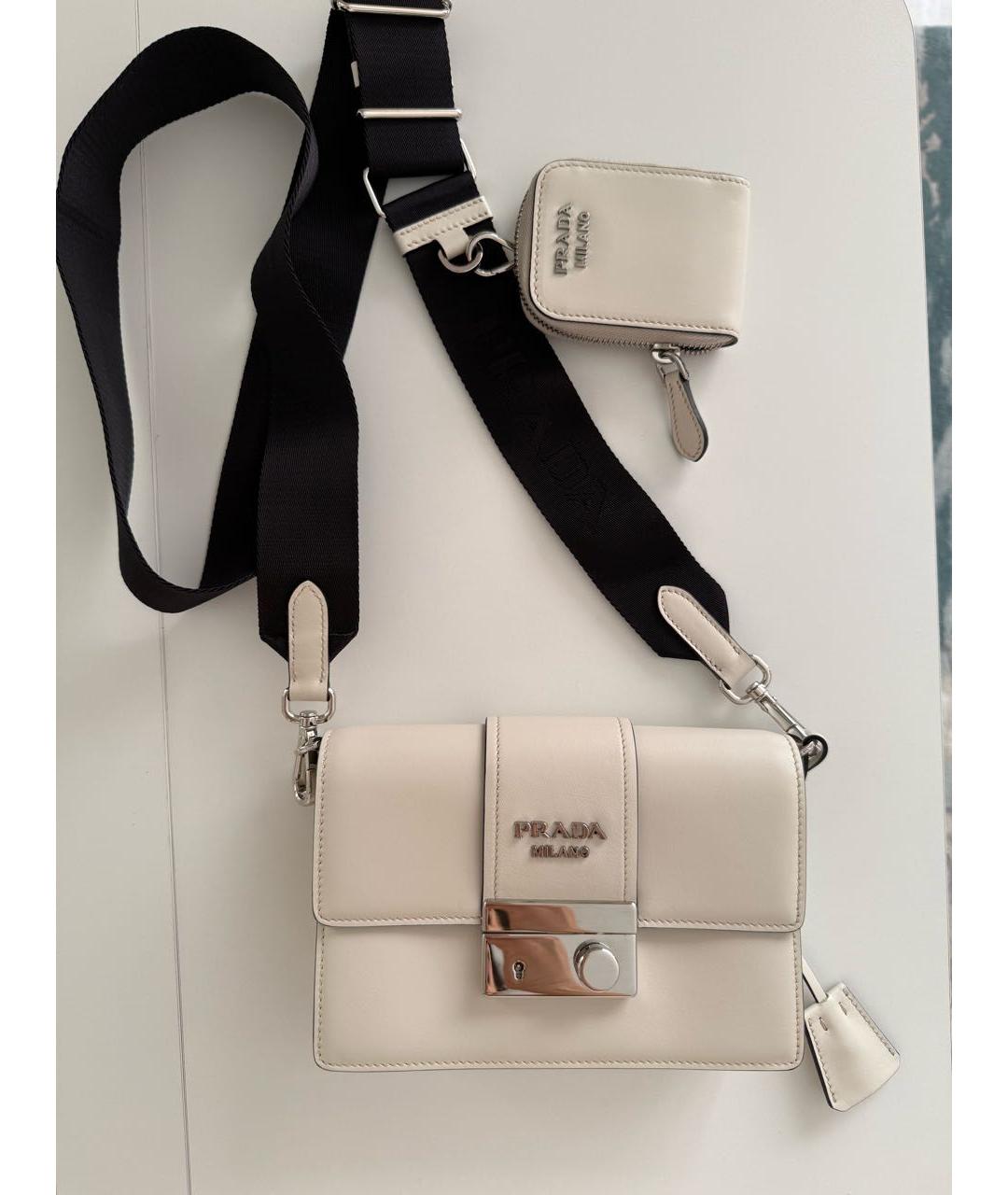 PRADA Бежевая кожаная сумка через плечо, фото 7