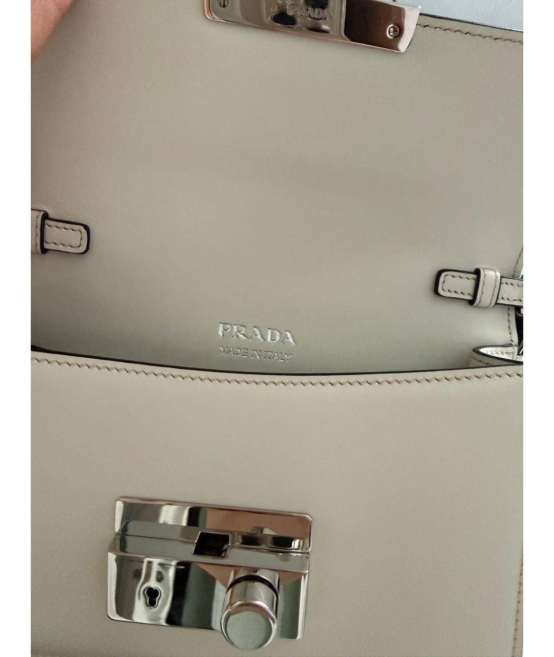 PRADA Бежевая кожаная сумка через плечо, фото 6