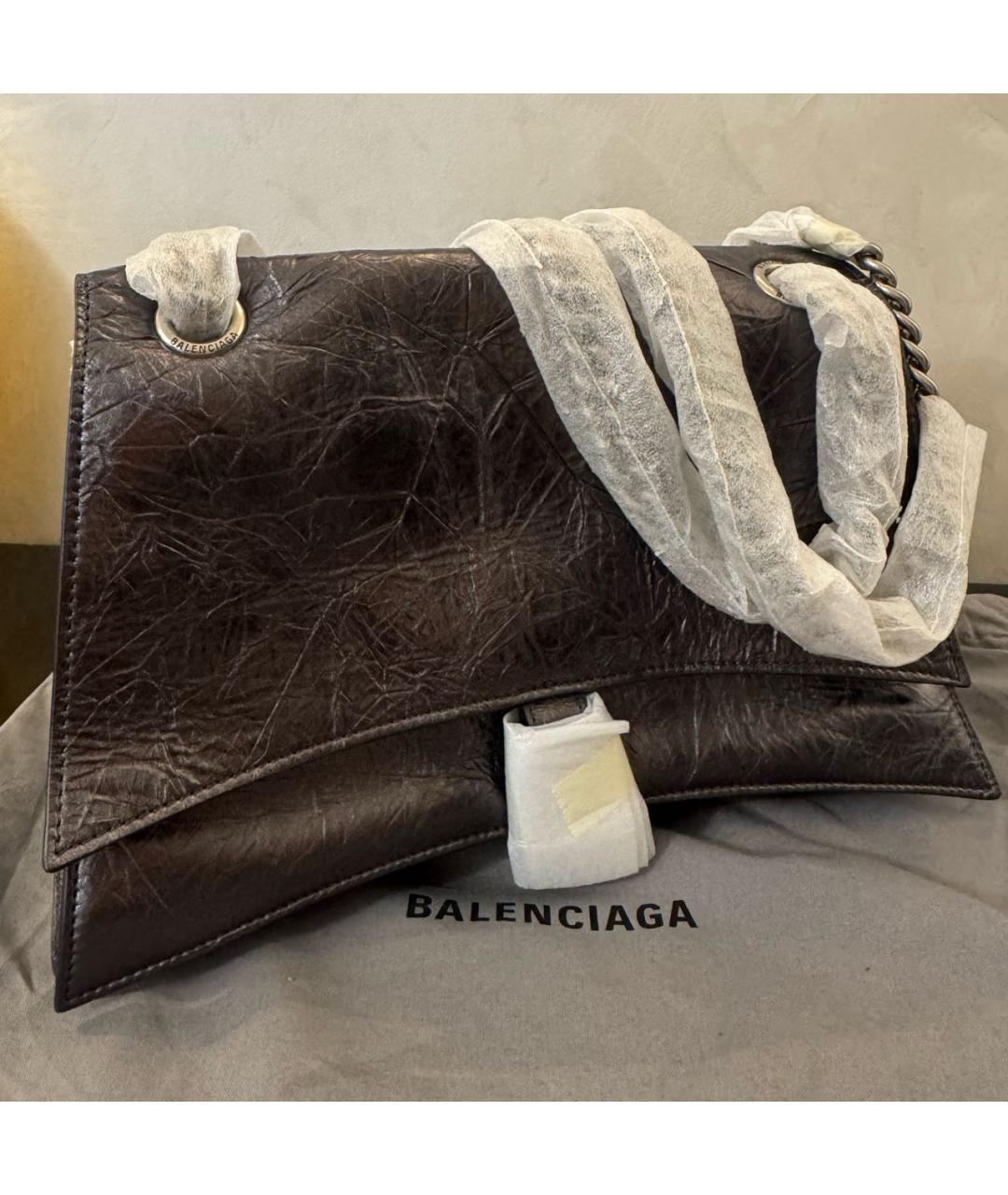 BALENCIAGA Антрацитовая кожаная сумка через плечо, фото 2