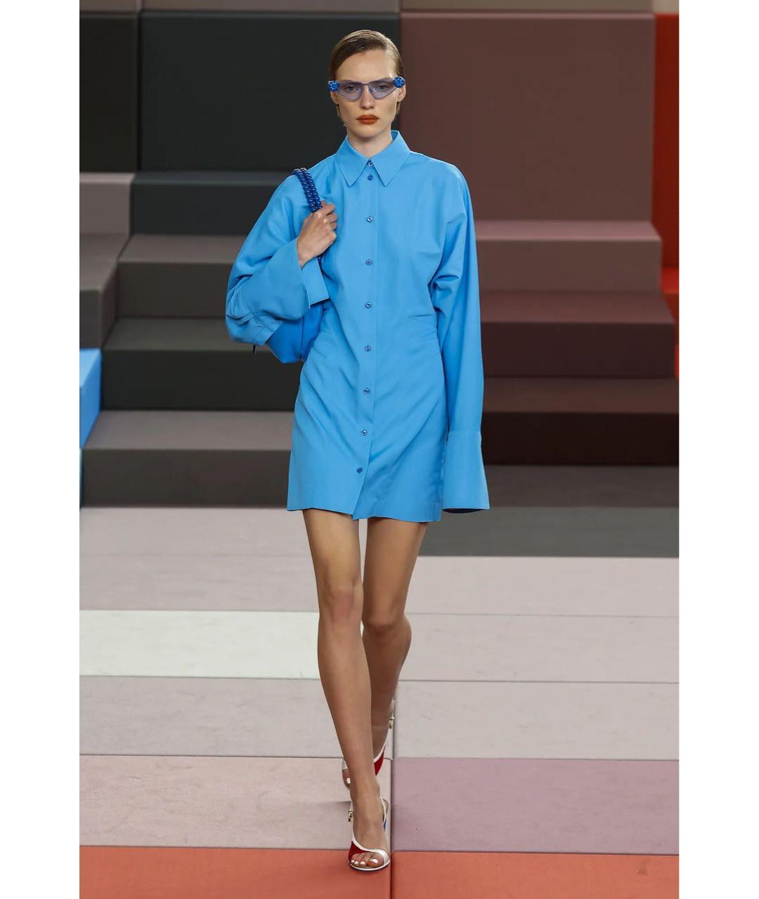 FENDI Голубое вискозное повседневное платье, фото 2