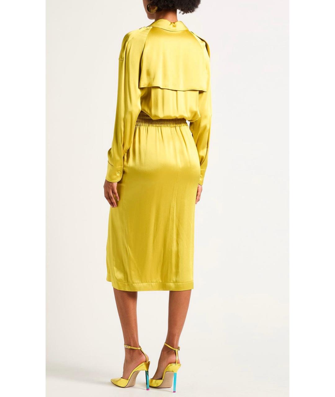 TOM FORD Горчичное ацетатное коктейльное платье, фото 3