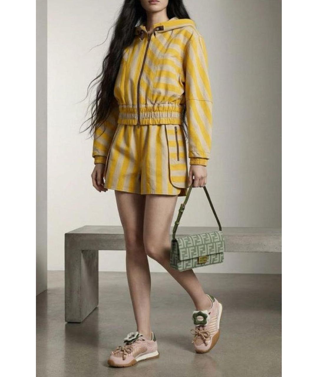 FENDI Желтые хлопковые шорты, фото 5