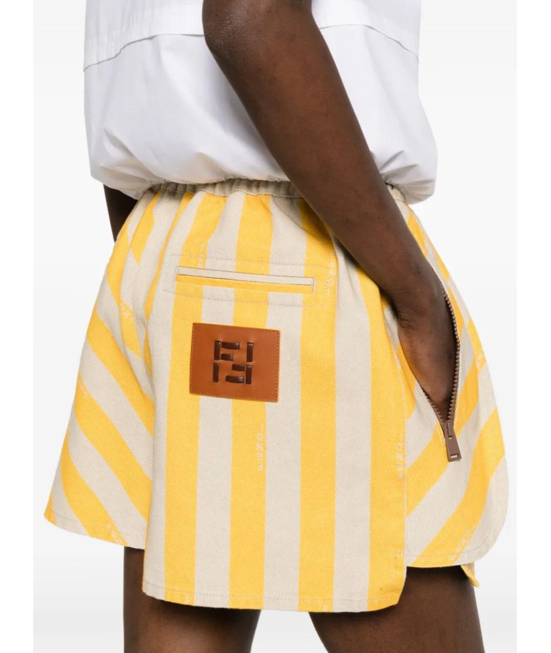 FENDI Желтые хлопковые шорты, фото 2