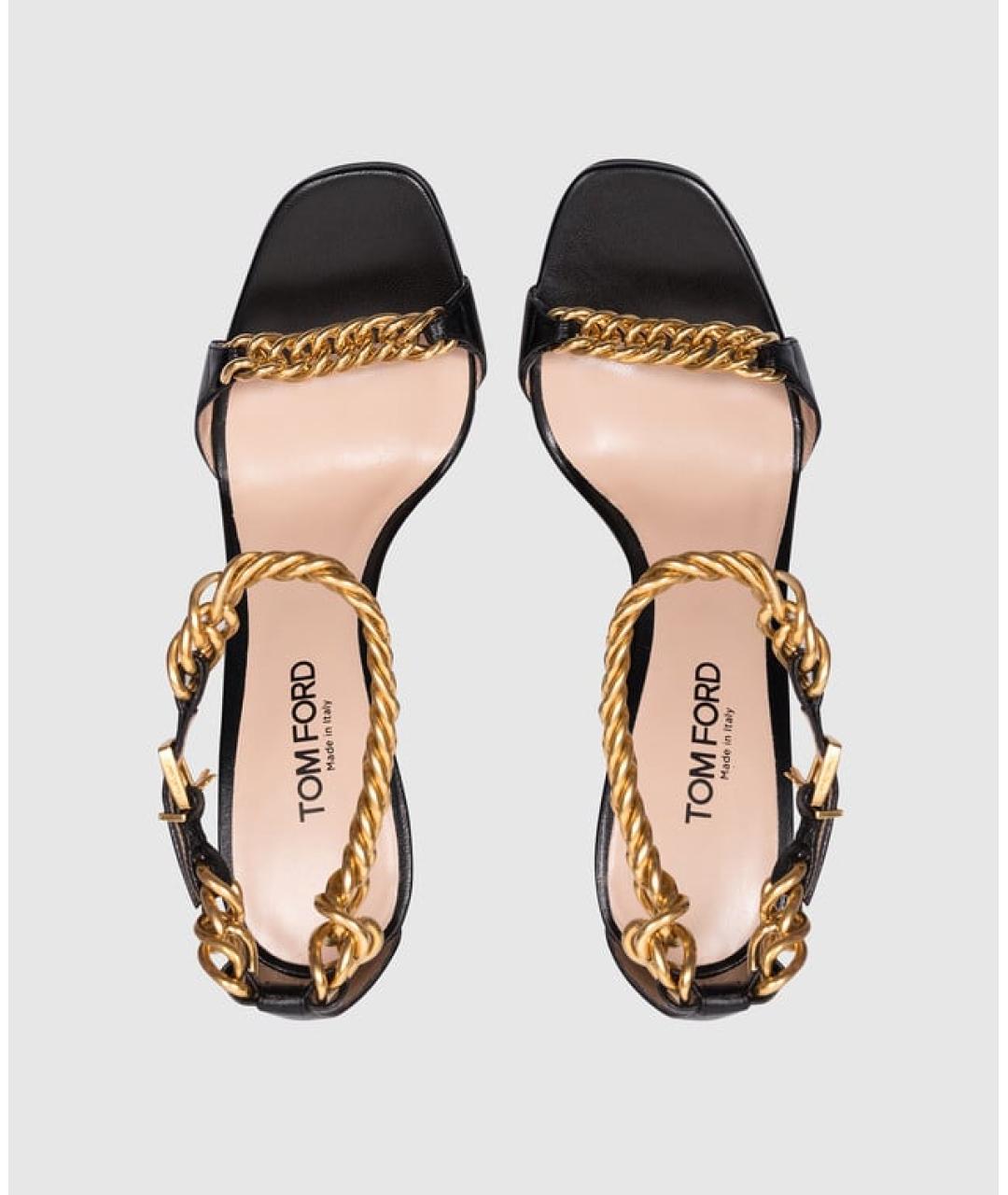 TOM FORD Черные кожаные босоножки, фото 6