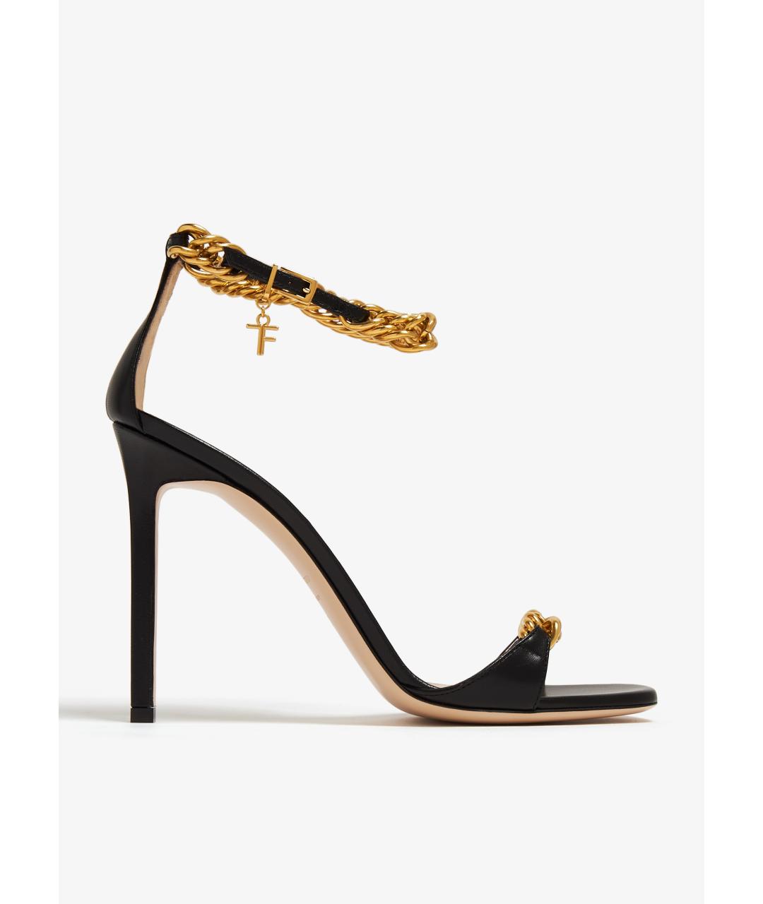 TOM FORD Черные кожаные босоножки, фото 8
