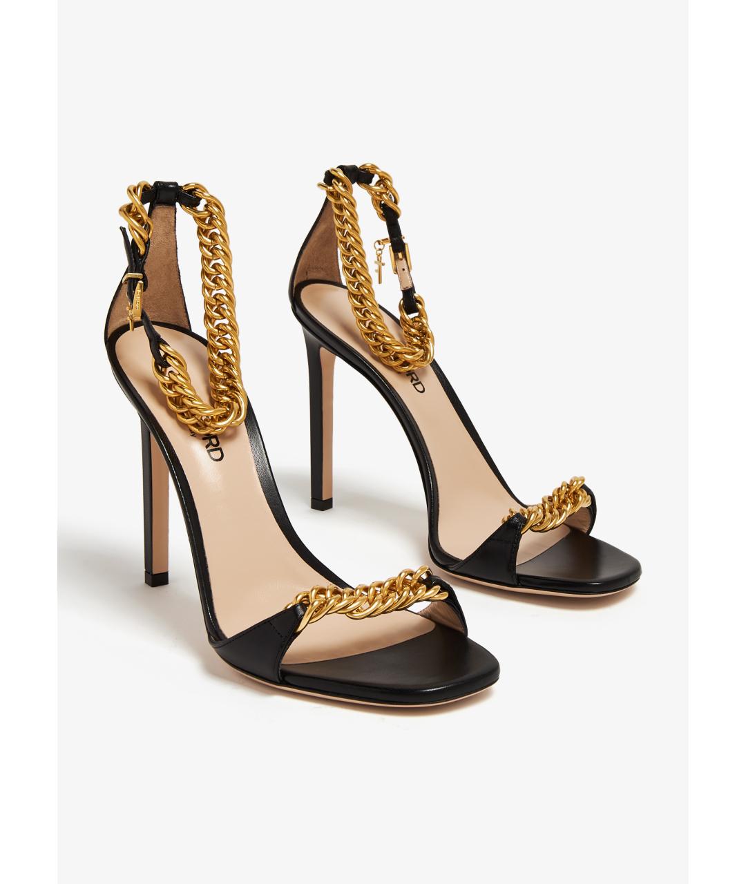 TOM FORD Черные кожаные босоножки, фото 3