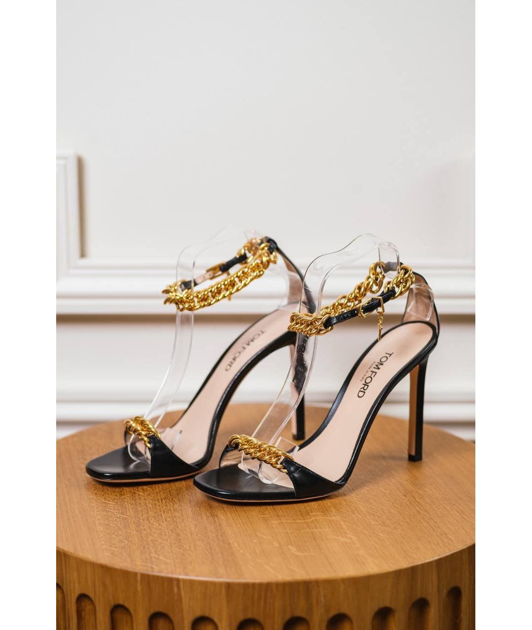 TOM FORD Черные кожаные босоножки, фото 7