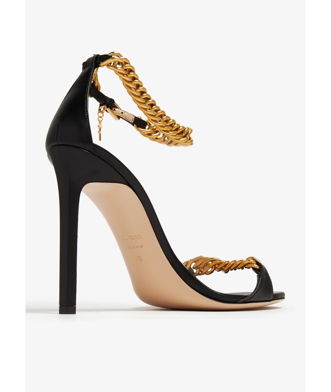 TOM FORD Черные кожаные босоножки, фото 4