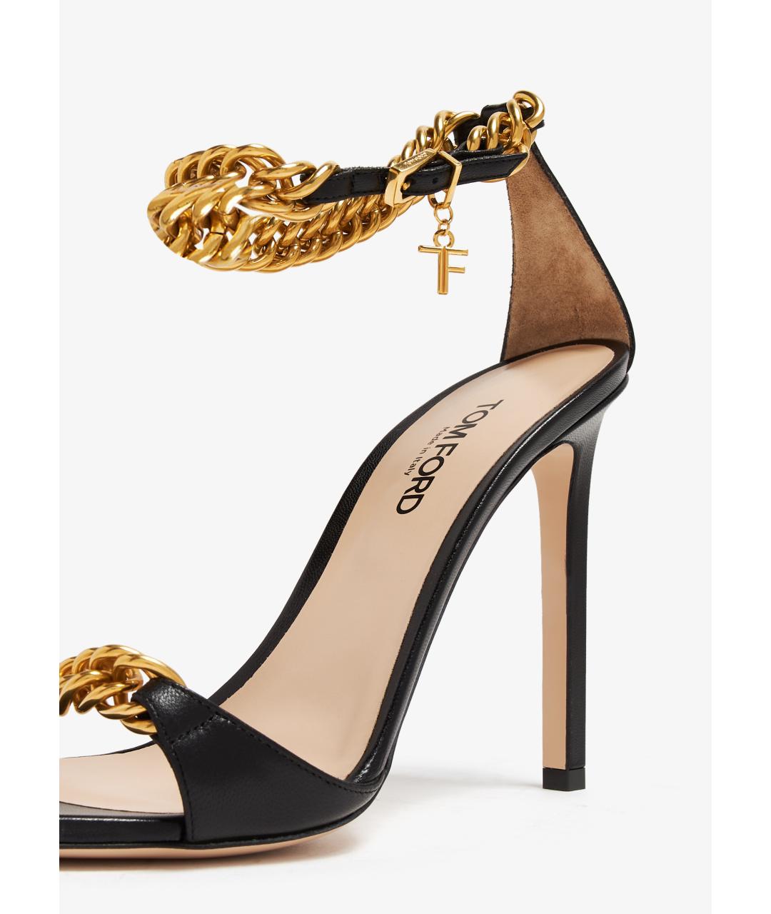 TOM FORD Черные кожаные босоножки, фото 5