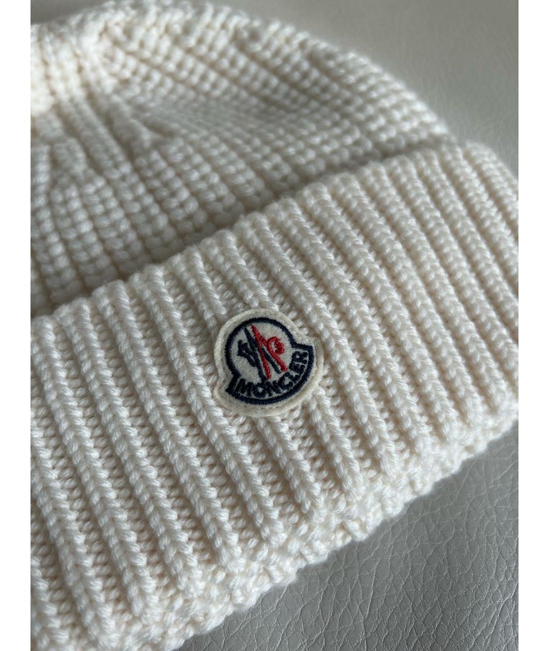 MONCLER Бежевая шерстяная шапка, фото 4