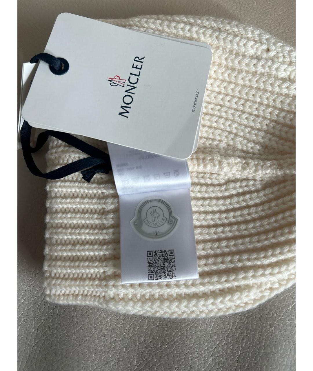 MONCLER Бежевая шерстяная шапка, фото 7