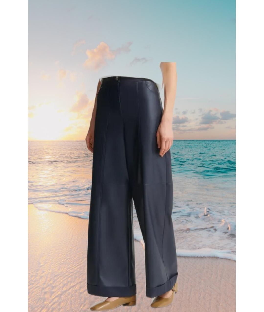 MAX MARA Синие вискозные брюки широкие, фото 2