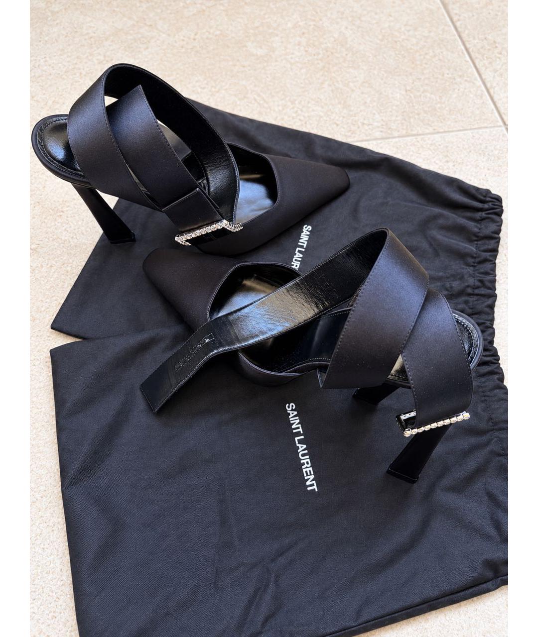 SAINT LAURENT Черные текстильные туфли, фото 4
