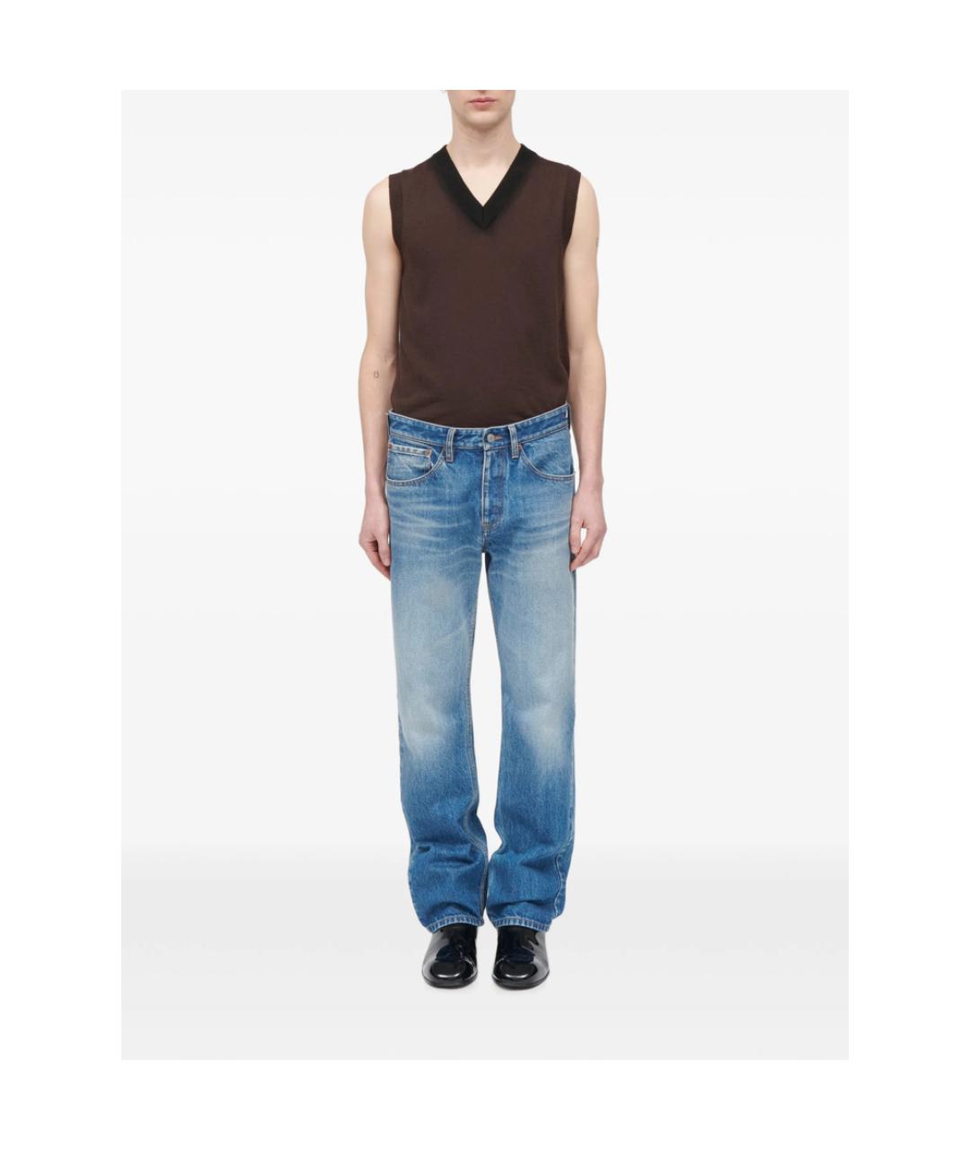MM6 MAISON MARGIELA Синие хлопковые прямые джинсы, фото 2