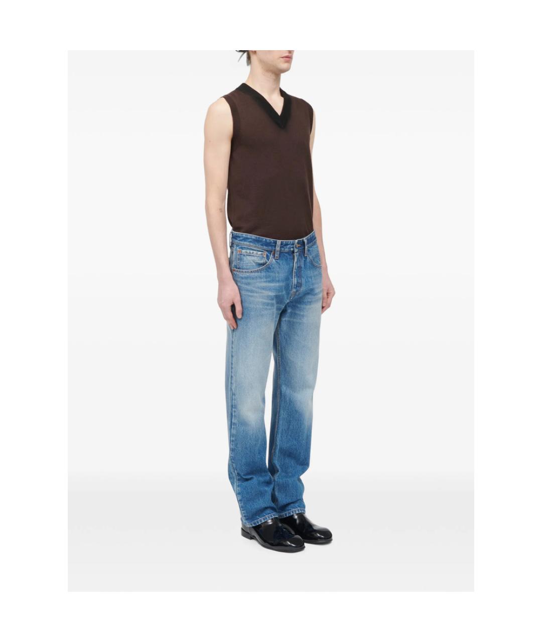 MM6 MAISON MARGIELA Синие хлопковые прямые джинсы, фото 4