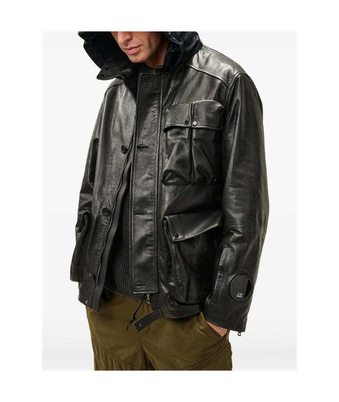 CP COMPANY Черная кожаная куртка, фото 3