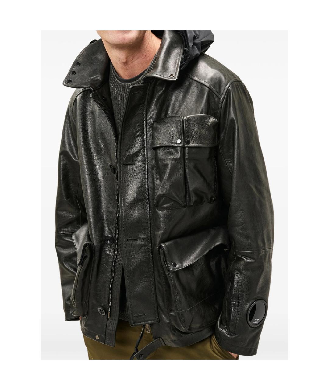 CP COMPANY Черная кожаная куртка, фото 6