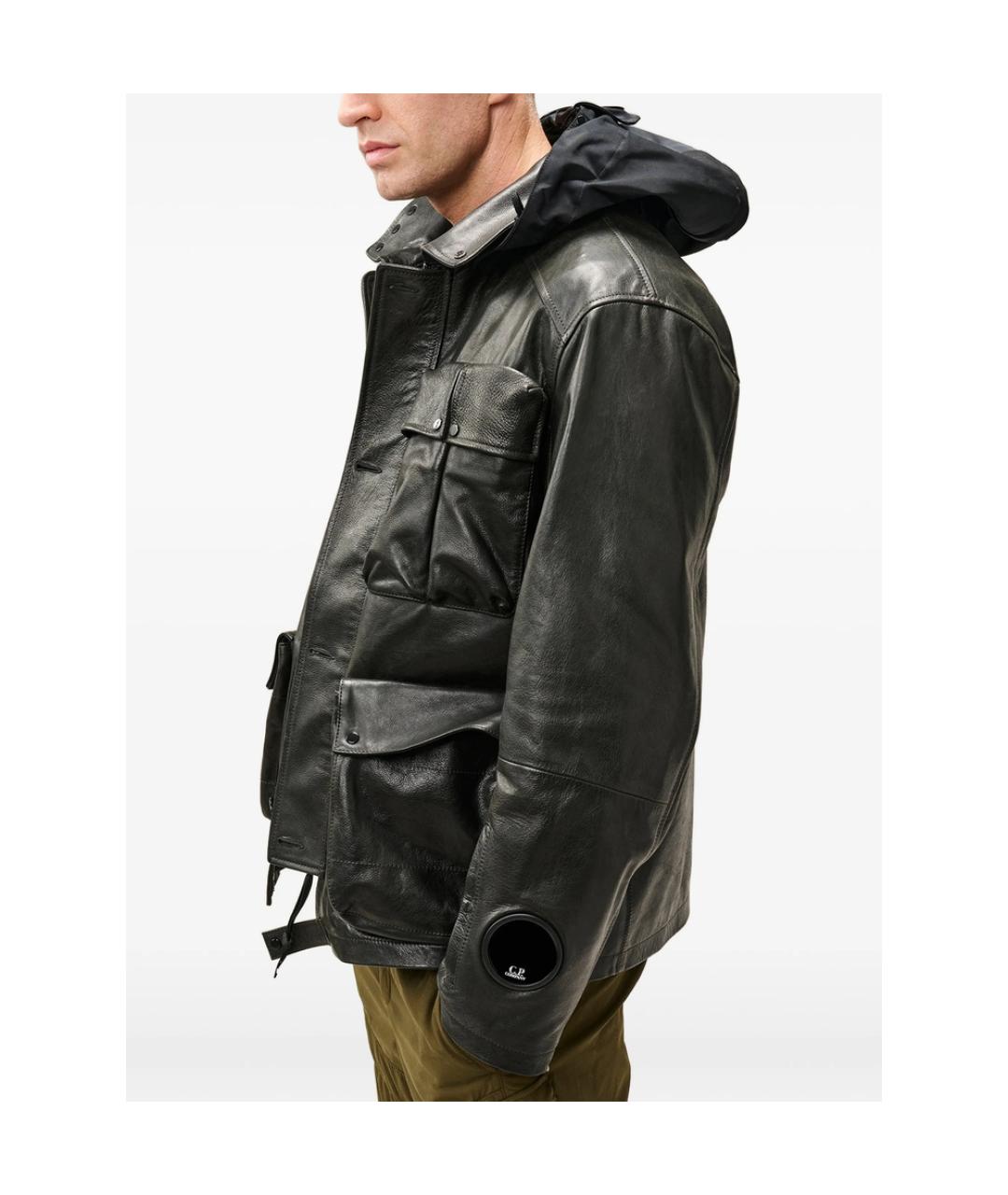 CP COMPANY Черная кожаная куртка, фото 4