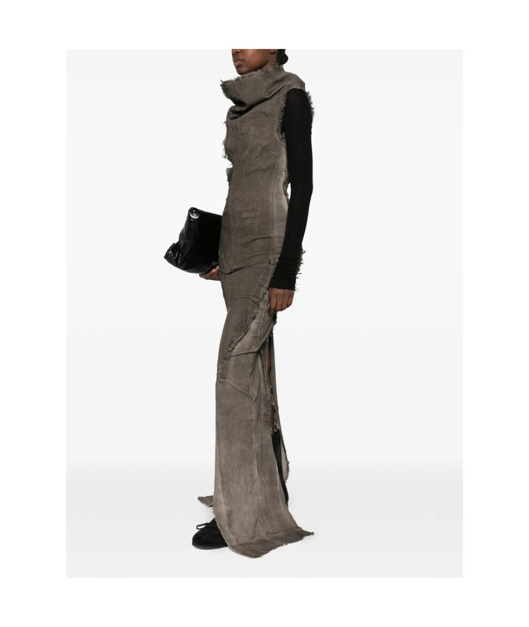 RICK OWENS DRKSHDW Серое хлопко-эластановое вечернее платье, фото 2