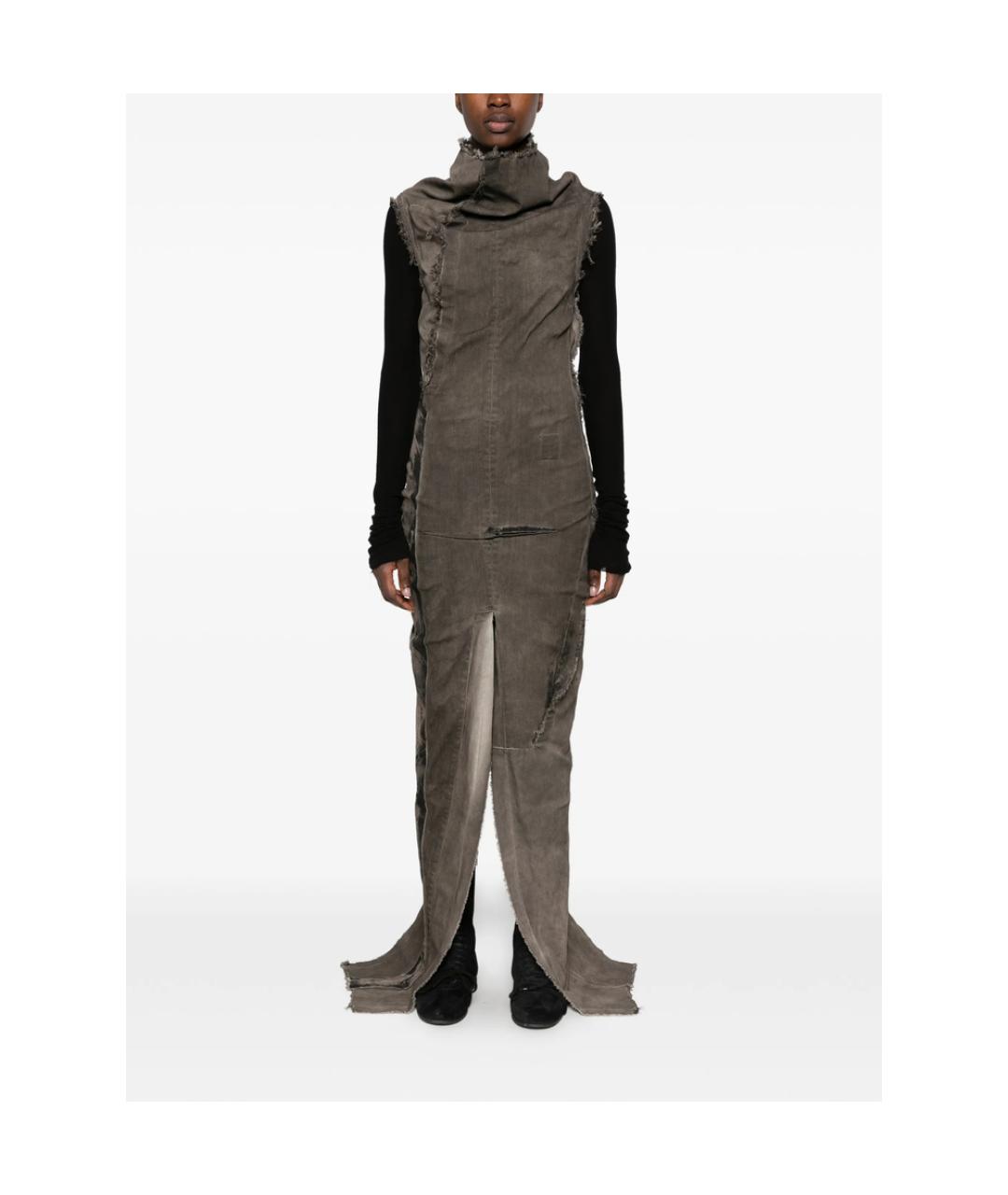 RICK OWENS DRKSHDW Серое хлопко-эластановое вечернее платье, фото 3