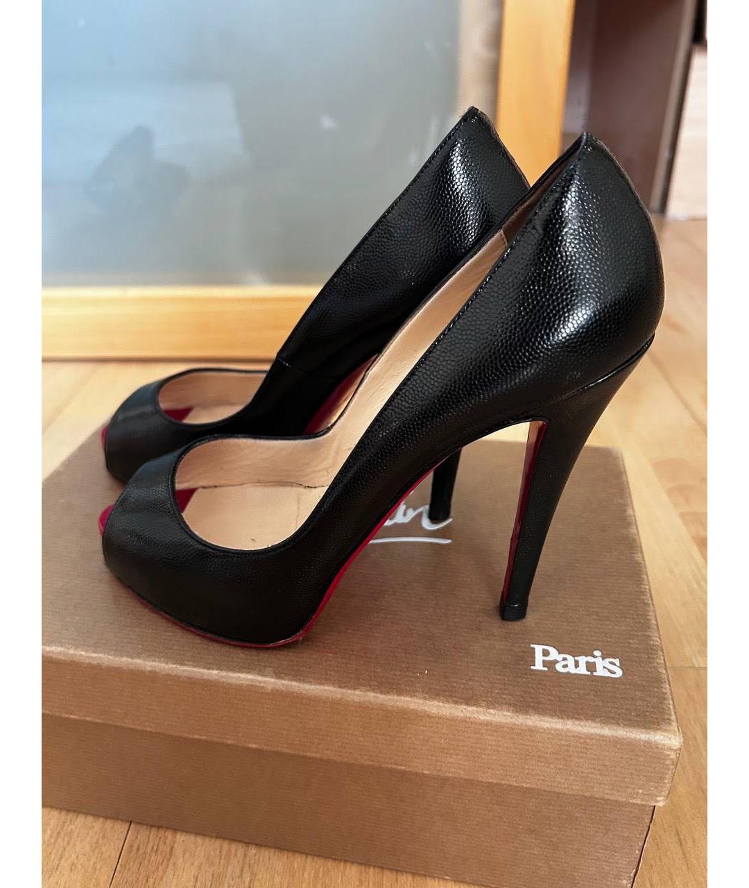 CHRISTIAN LOUBOUTIN Черные кожаные туфли, фото 4