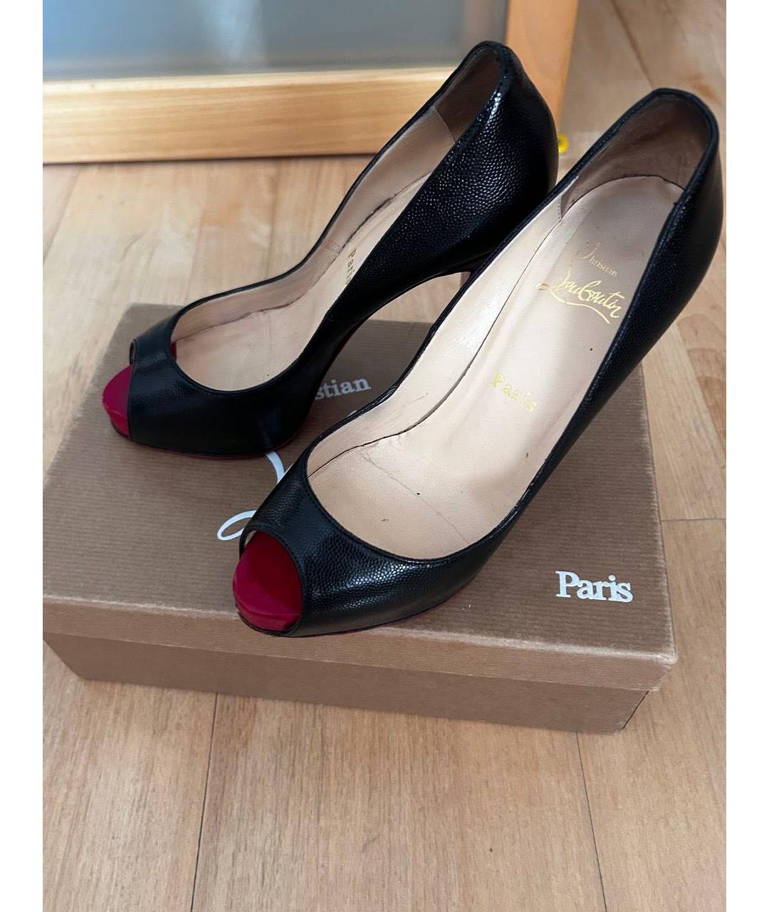 CHRISTIAN LOUBOUTIN Черные кожаные туфли, фото 3