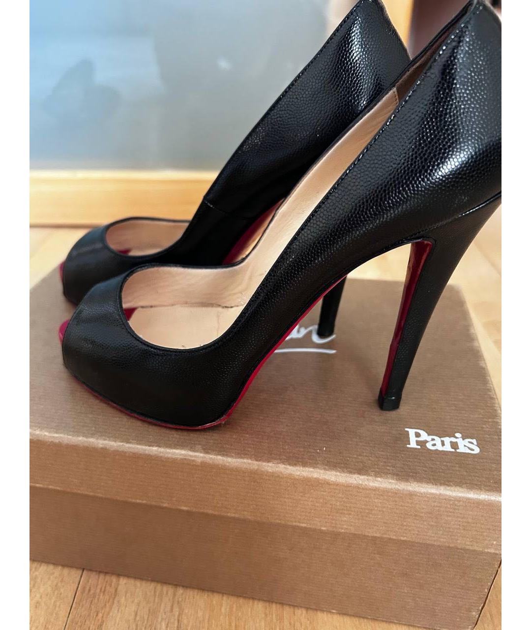 CHRISTIAN LOUBOUTIN Черные кожаные туфли, фото 2