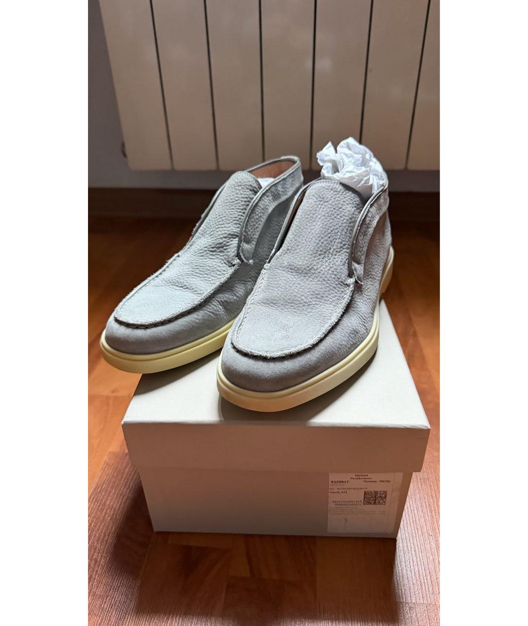 SANTONI Серые нубуковые лоферы, фото 2