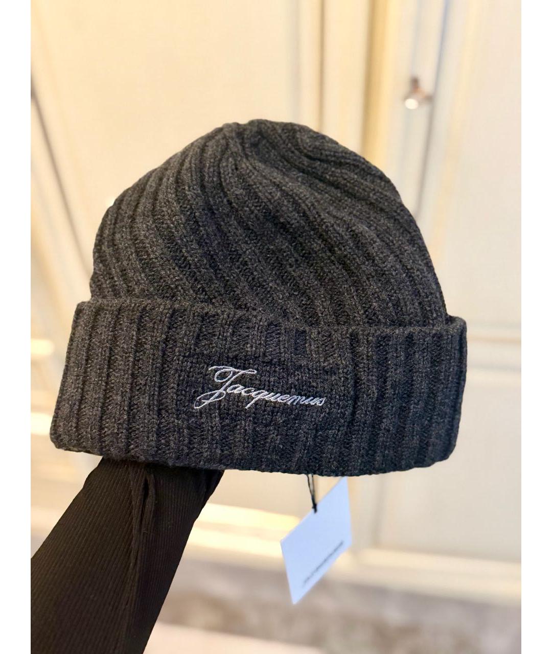JACQUEMUS Серая кашемировая шапка, фото 2