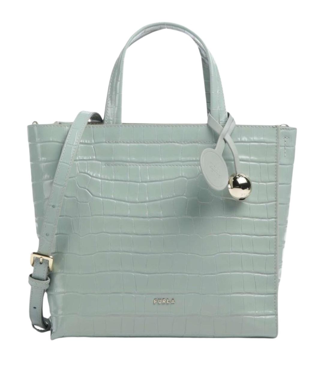 FURLA Голубая кожаная сумка тоут, фото 1