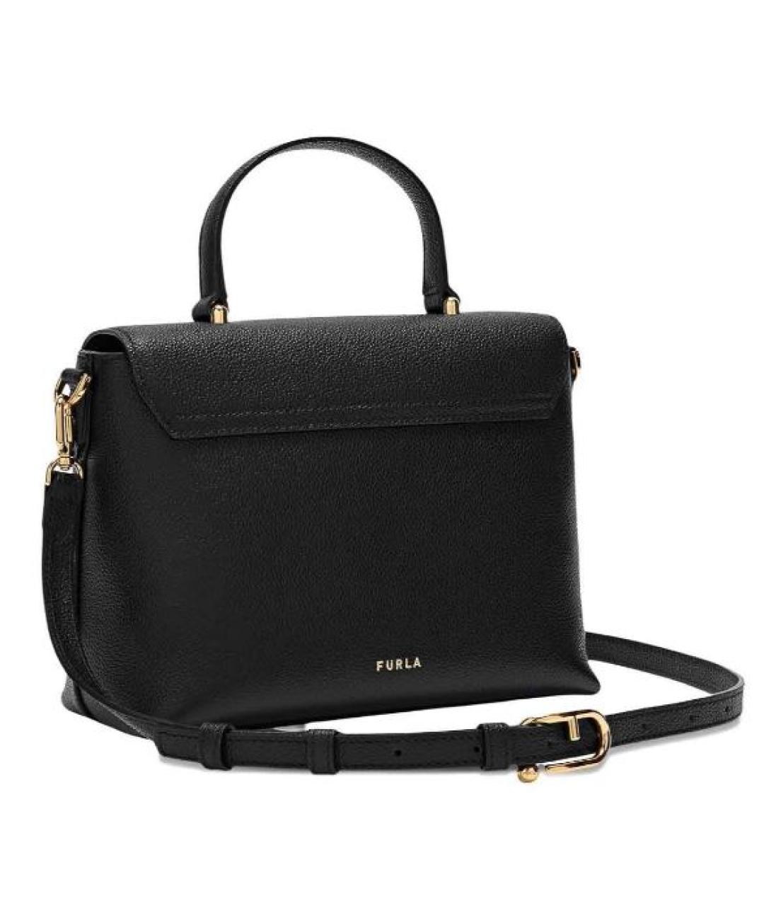 FURLA Черная кожаная сумка с короткими ручками, фото 2