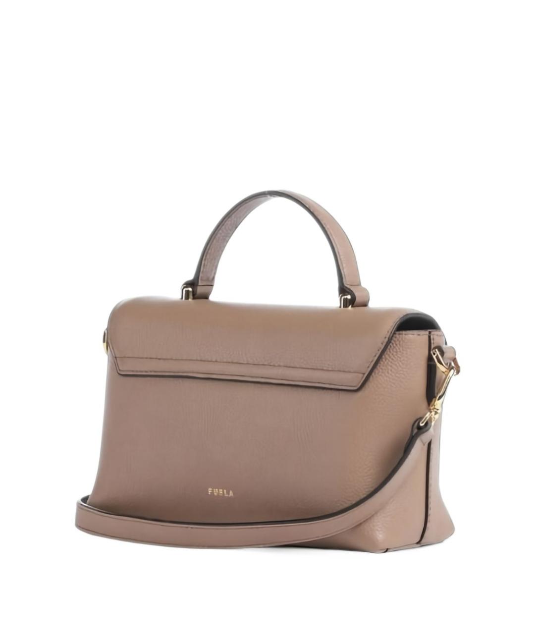 FURLA Коричневая кожаная сумка с короткими ручками, фото 3
