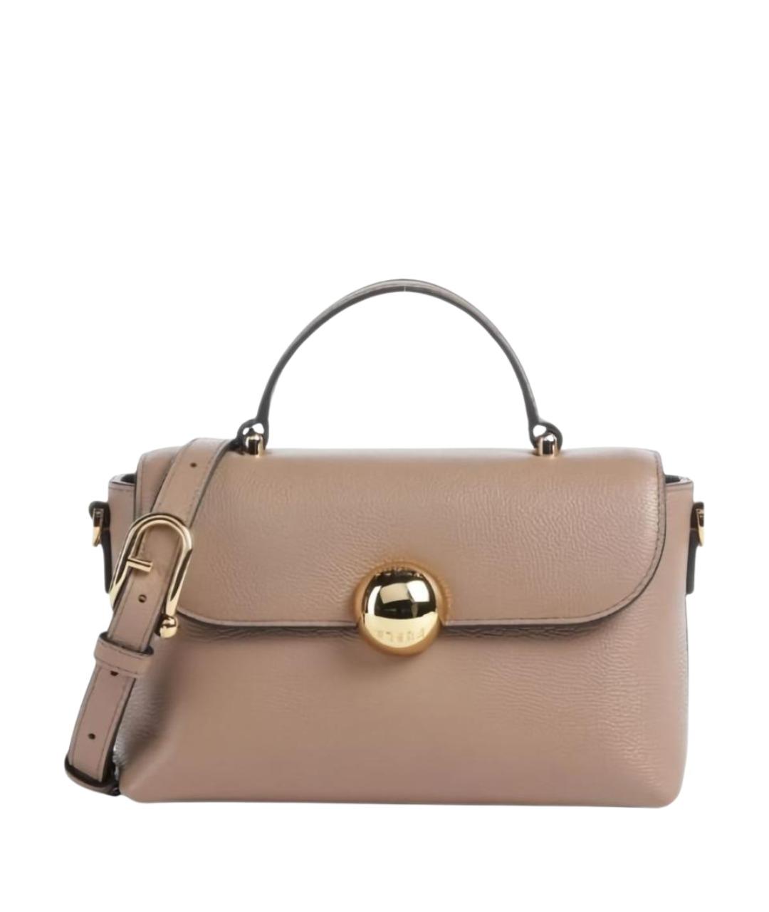 FURLA Коричневая кожаная сумка с короткими ручками, фото 1