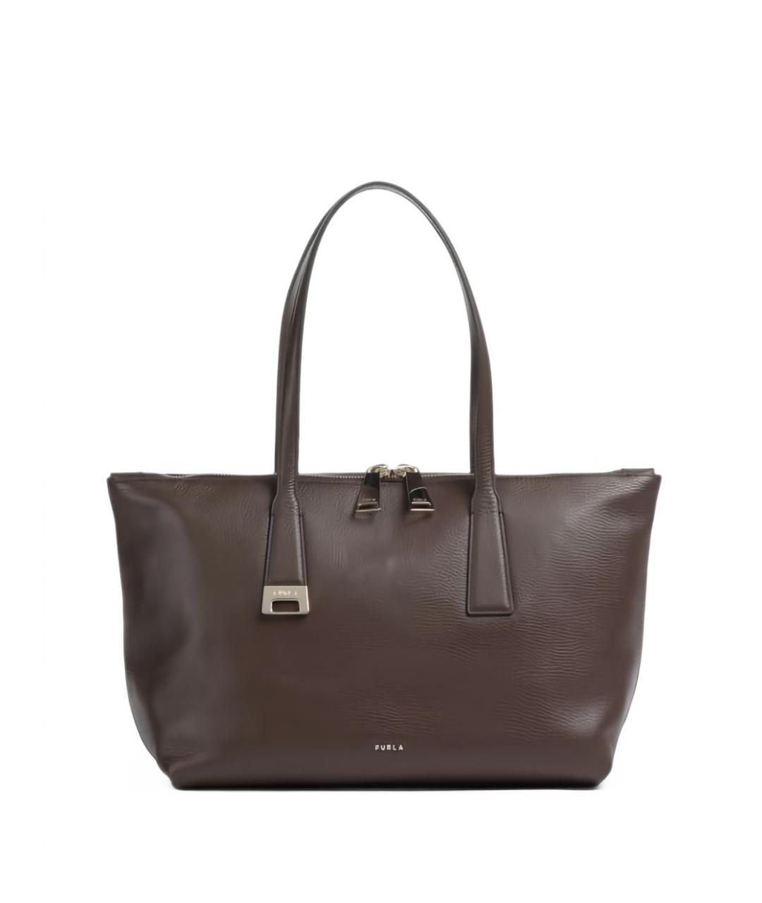 FURLA Коричневая кожаная сумка тоут, фото 3