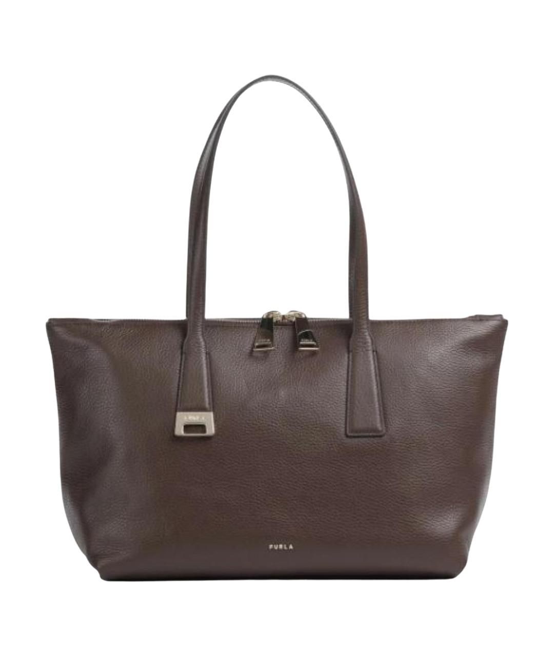 FURLA Коричневая кожаная сумка тоут, фото 1