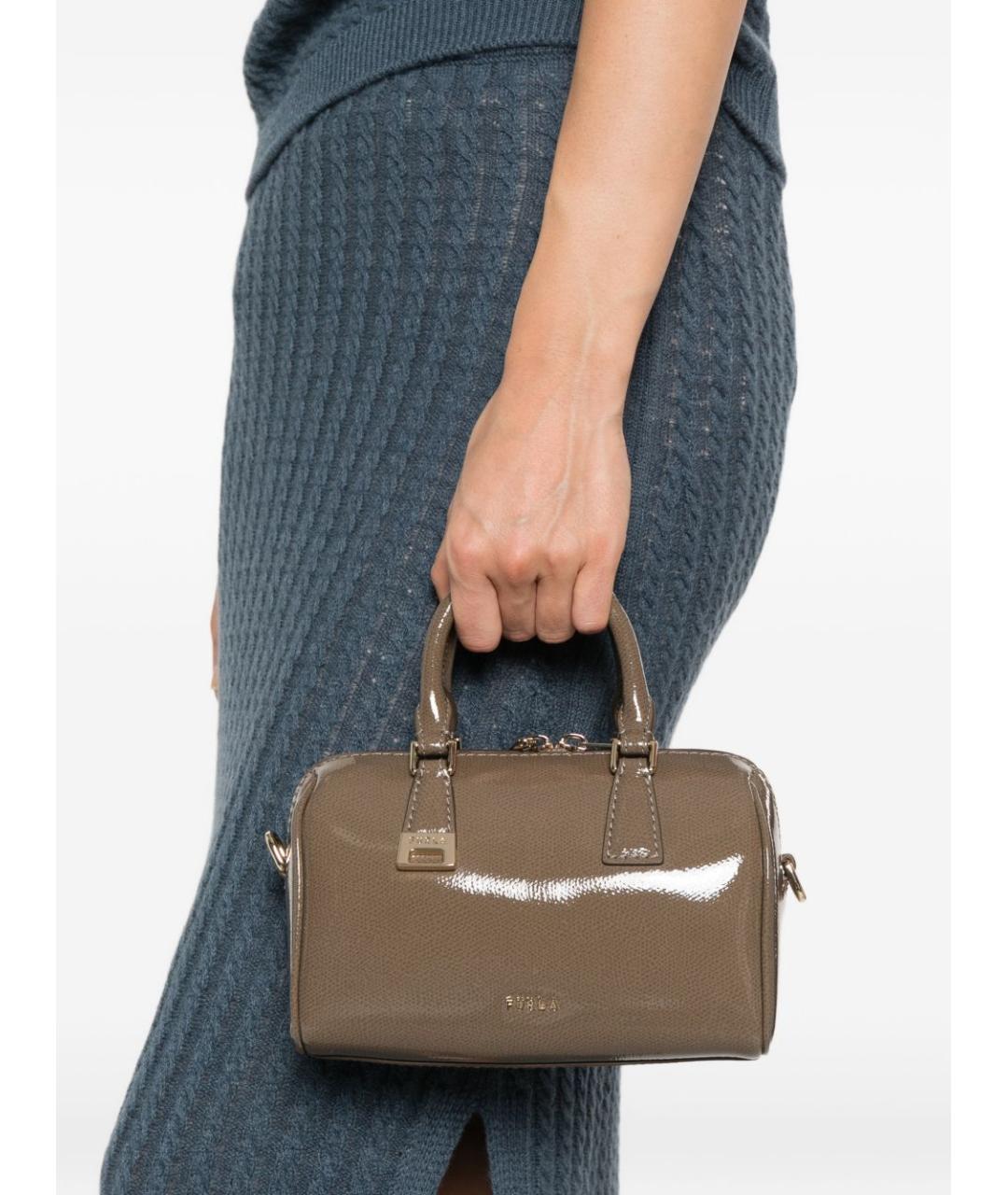 FURLA Коричневая кожаная сумка через плечо, фото 3