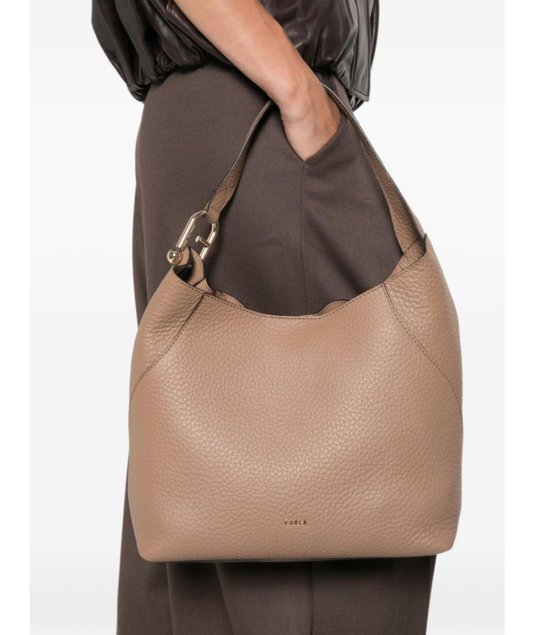 FURLA Бежевая кожаная сумка тоут, фото 3